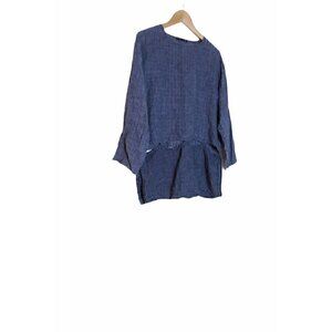 Xiaoyan Lin Blue Cutout Linen Shirt Top M
